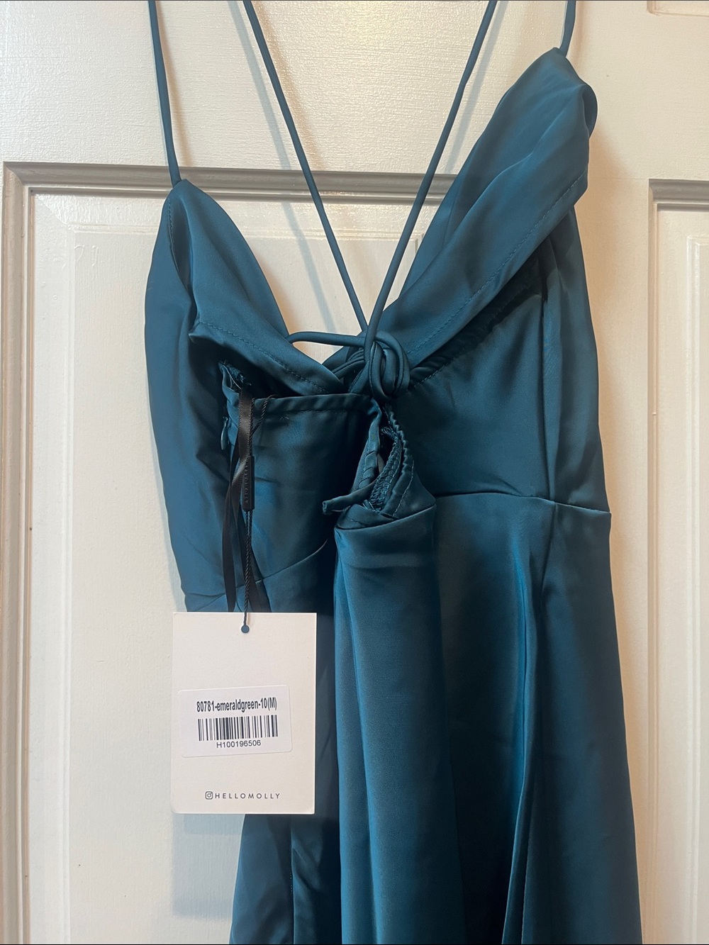 Hello Molly Teal Satin Cowl Maxi Dress - Picture 4 of 4